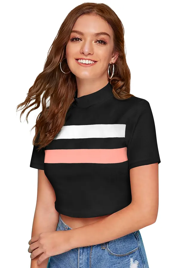 Black_&_Peach_Polyester_Knitting_Tops_for_Women