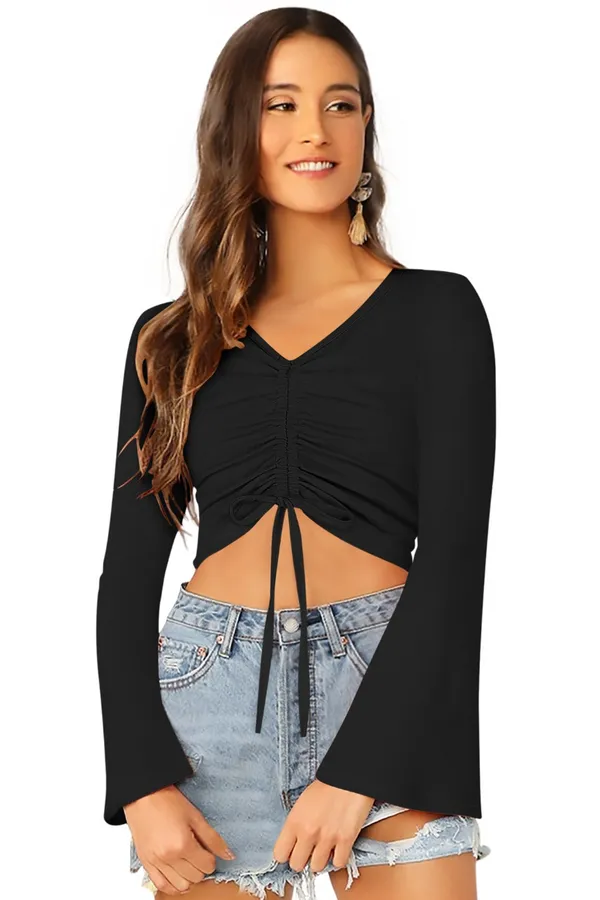 Black_Polyester_Knitting_Tops_for_Women