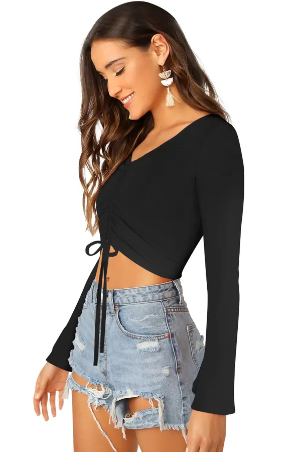 Black_Polyester_Knitting_Tops_for_Women