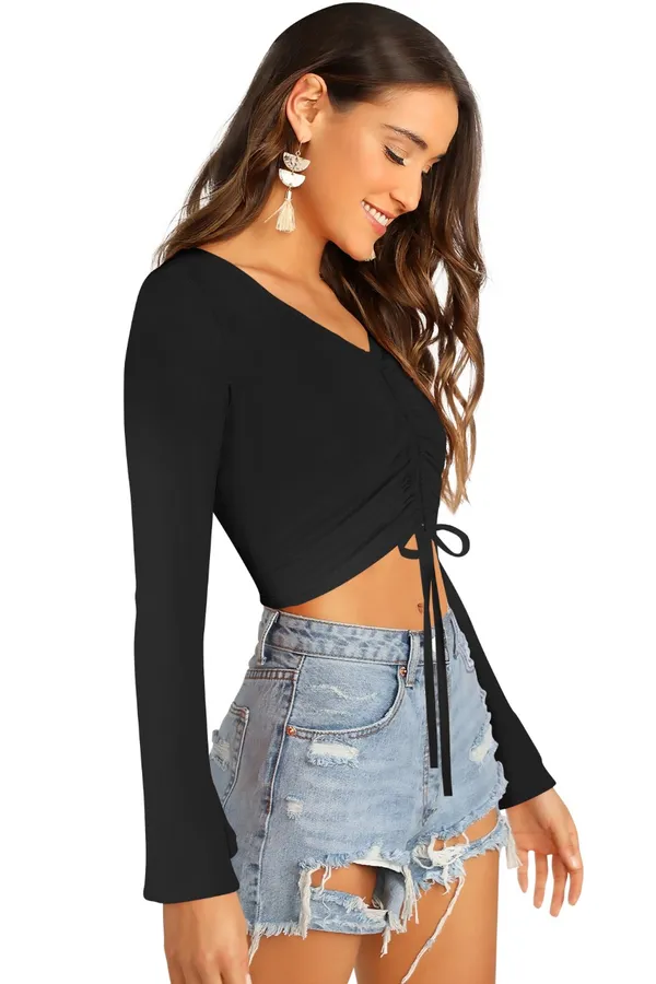 Black_Polyester_Knitting_Tops_for_Women