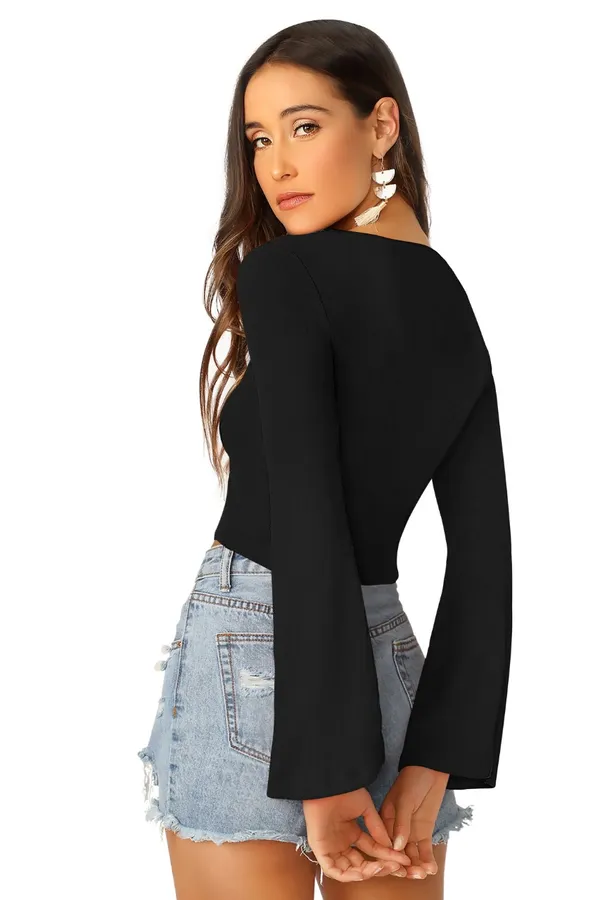 Black_Polyester_Knitting_Tops_for_Women