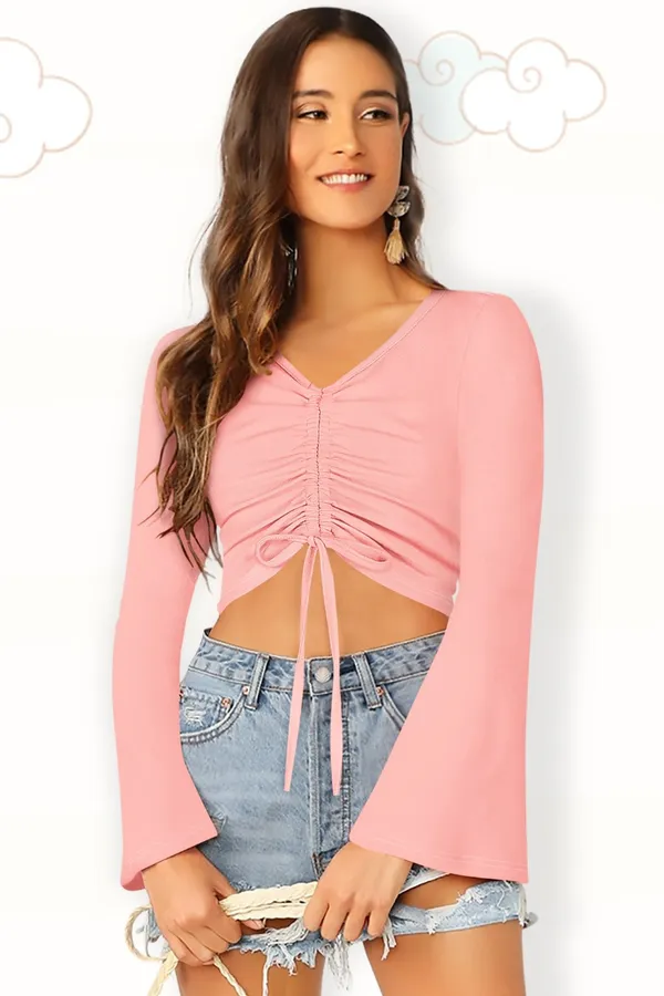 Peach_Polyester_Knitting_Tops_for_Women