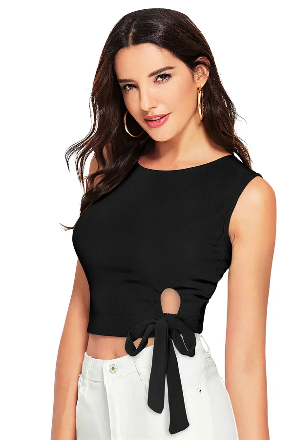 Black_Polyester_Knitting_Tops_for_Women