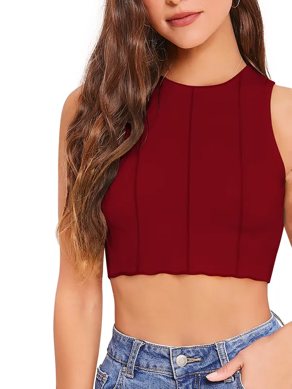 Maroon_Polyester_Knitting_Tops_for_Women