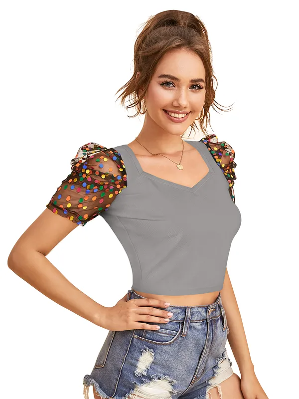 Grey_Polyester_Knitting_Tops_for_Women