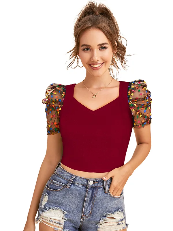 Maroon_Polyester_Knitting_Tops_for_Women