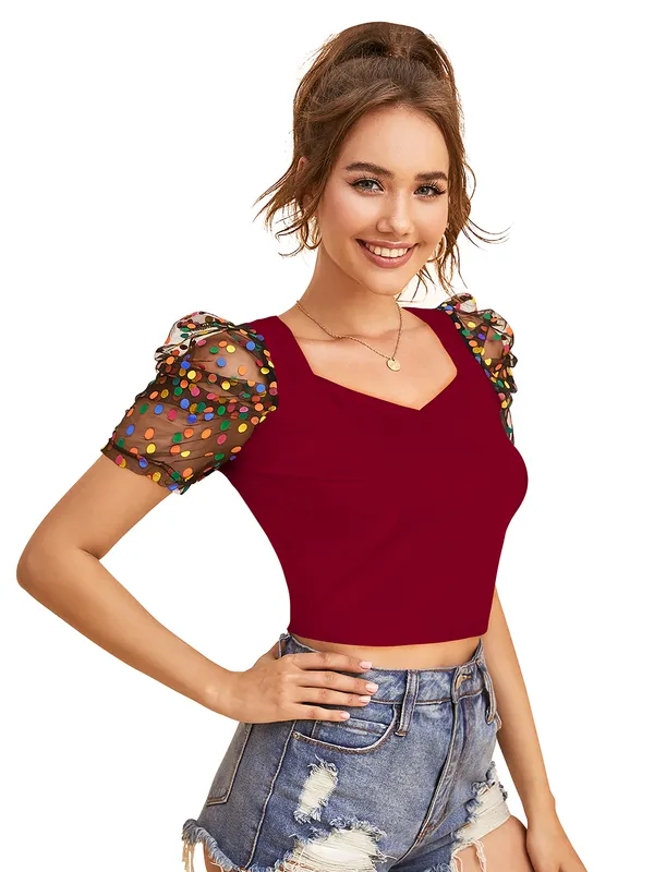 Maroon_Polyester_Knitting_Tops_for_Women
