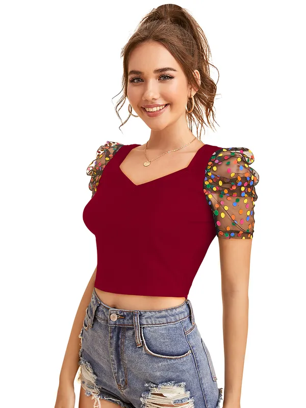 Maroon_Polyester_Knitting_Tops_for_Women