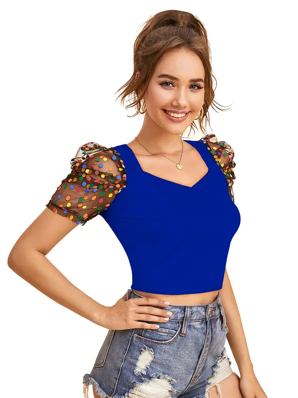 Royal_Blue_Polyester_Knitting_Tops_for_Women