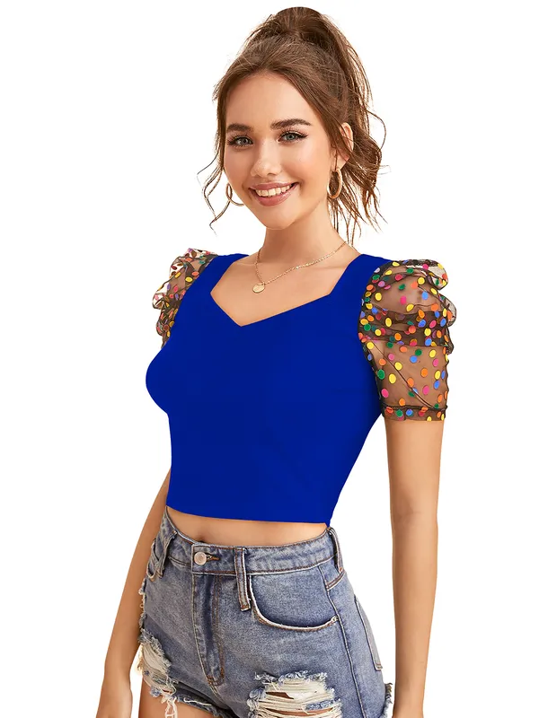 Royal_Blue_Polyester_Knitting_Tops_for_Women