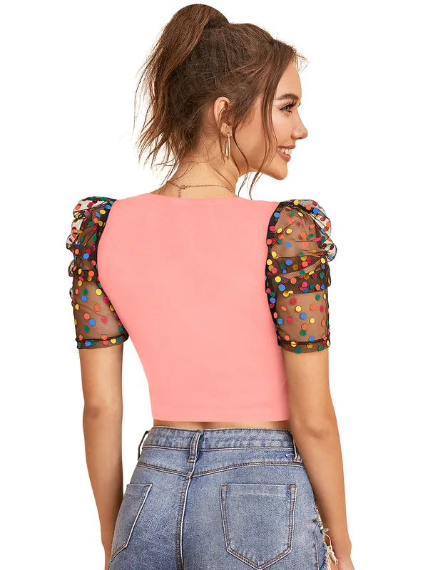 Peach_Polyester_Knitting_Tops_for_Women