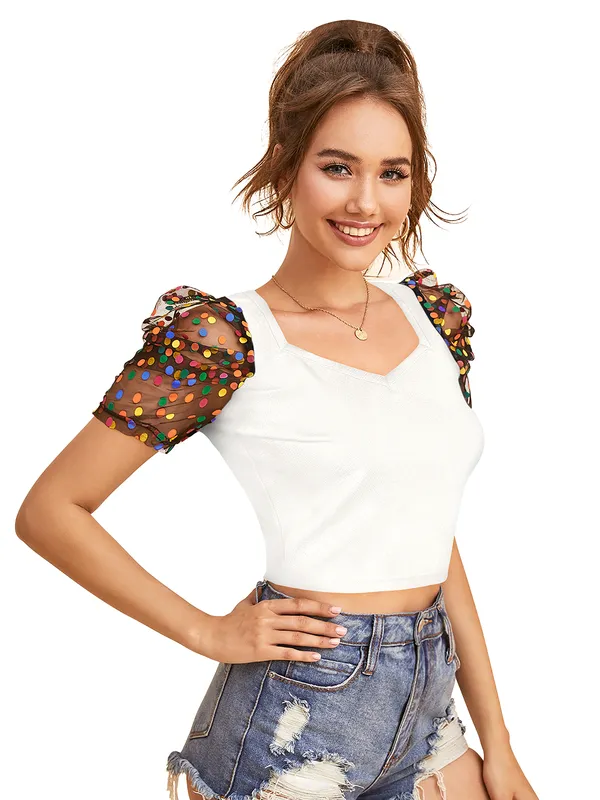 White_Polyester_Knitting_Tops_for_Women