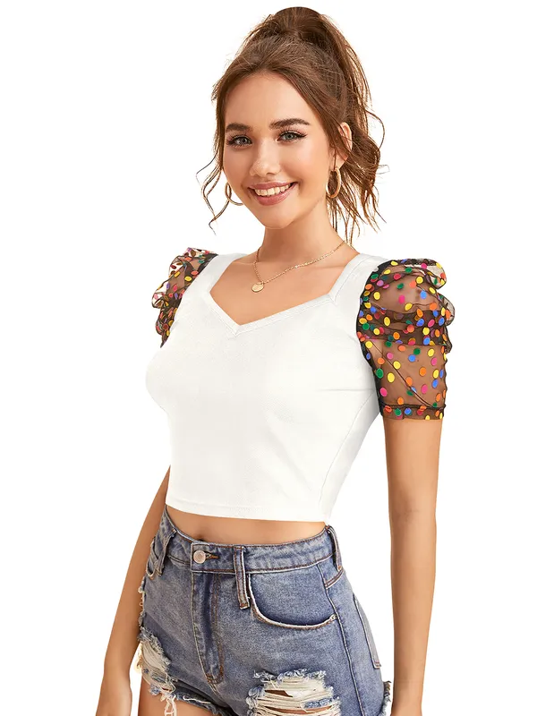 White_Polyester_Knitting_Tops_for_Women