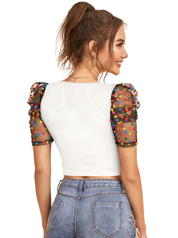 White_Polyester_Knitting_Tops_for_Women