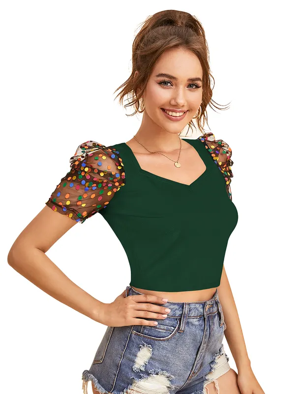 Green_Polyester_Knitting_Tops_for_Women