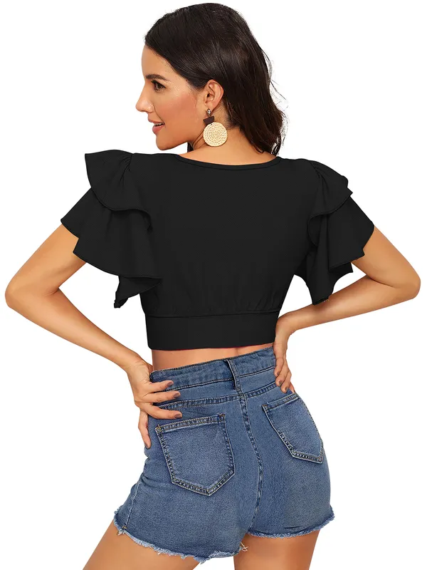 Black_Polyester_Knitting_Tops_for_Women