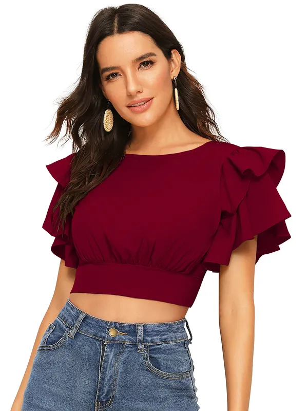 Maroon_Polyester_Knitting_Tops_for_Women