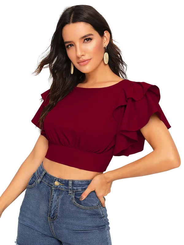 Maroon_Polyester_Knitting_Tops_for_Women