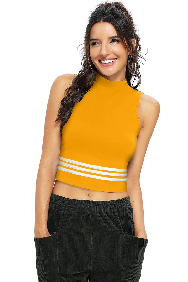 Yellow_Polyester_Knitting_Tops_for_Women
