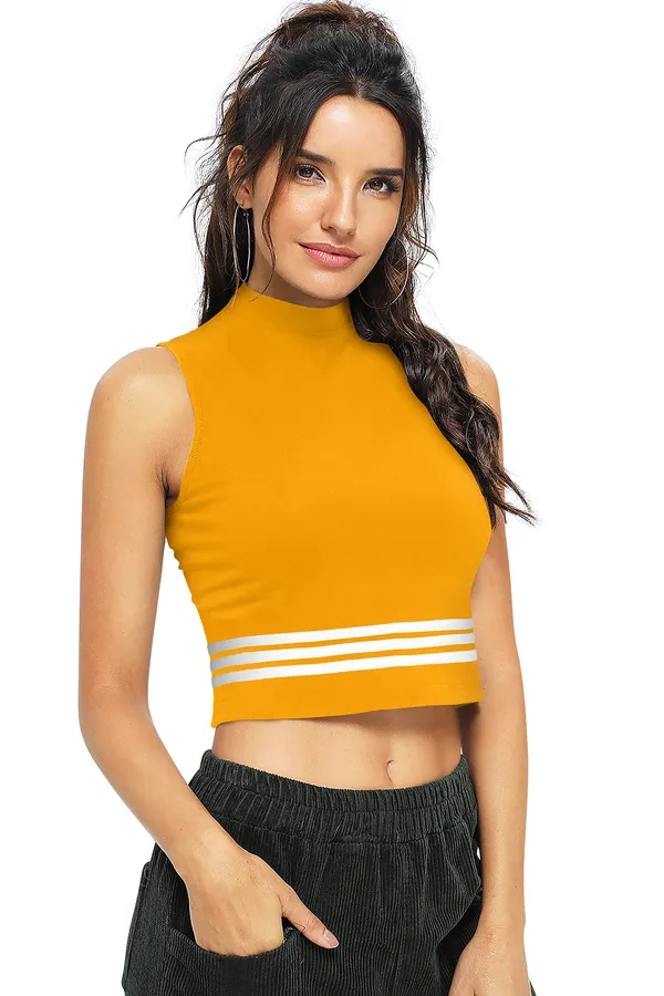 Yellow_Polyester_Knitting_Tops_for_Women