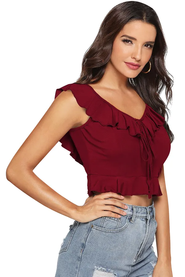 Maroon_Polyester_Knitting_Tops_for_Women