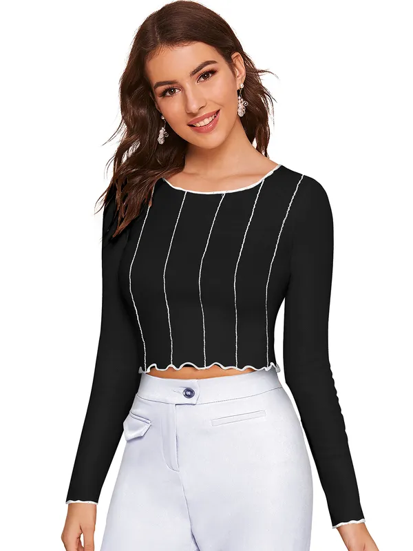 Black_Polyester_Knitting_Tops_for_Women