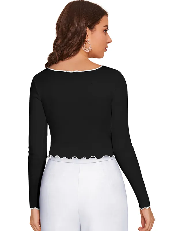 Black_Polyester_Knitting_Tops_for_Women