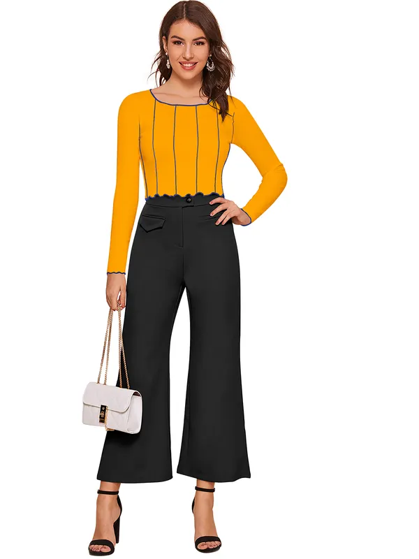 Yellow_Polyester_Knitting_Tops_for_Women