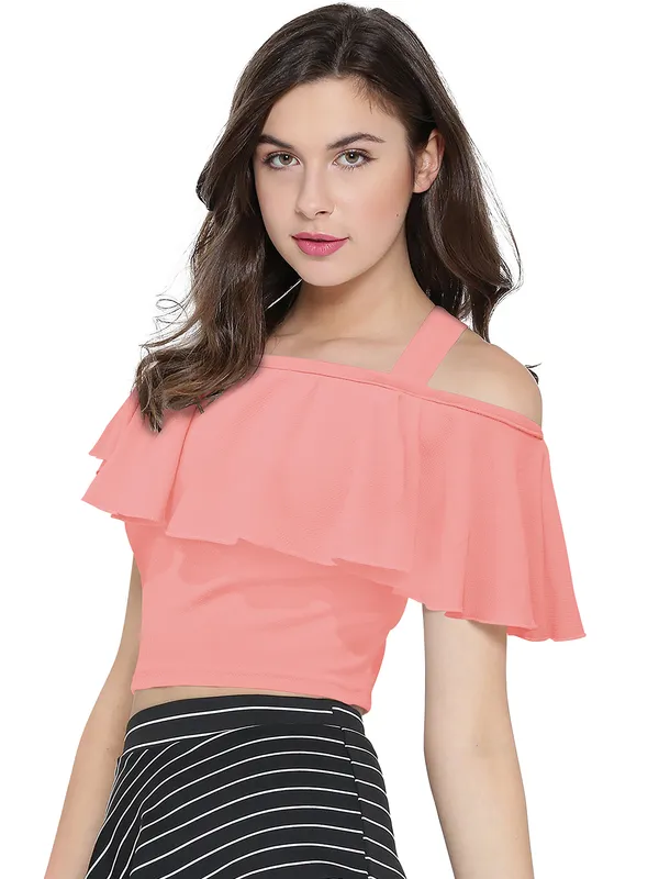 Peach_Polyester_Knitting_Tops_for_Women