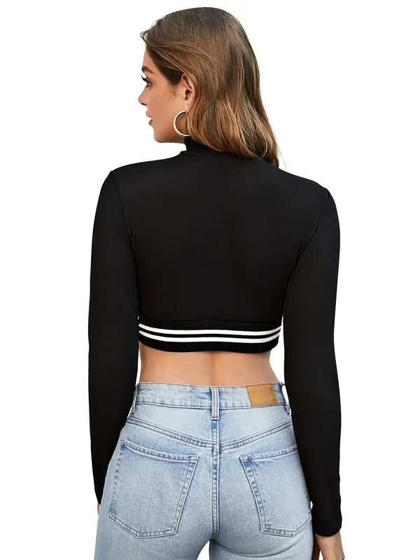 Black_Polyester_Knitting_Tops_for_Women