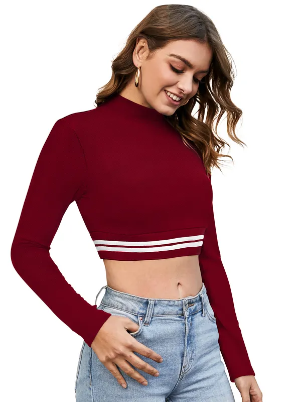 Maroon_Polyester_Knitting_Tops_for_Women