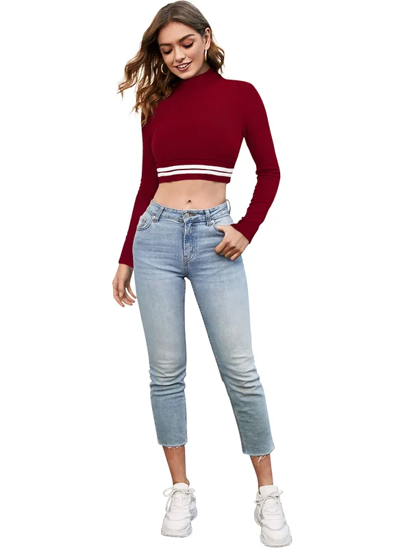 Maroon_Polyester_Knitting_Tops_for_Women