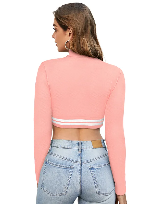 Peach_Polyester_Knitting_Tops_for_Women