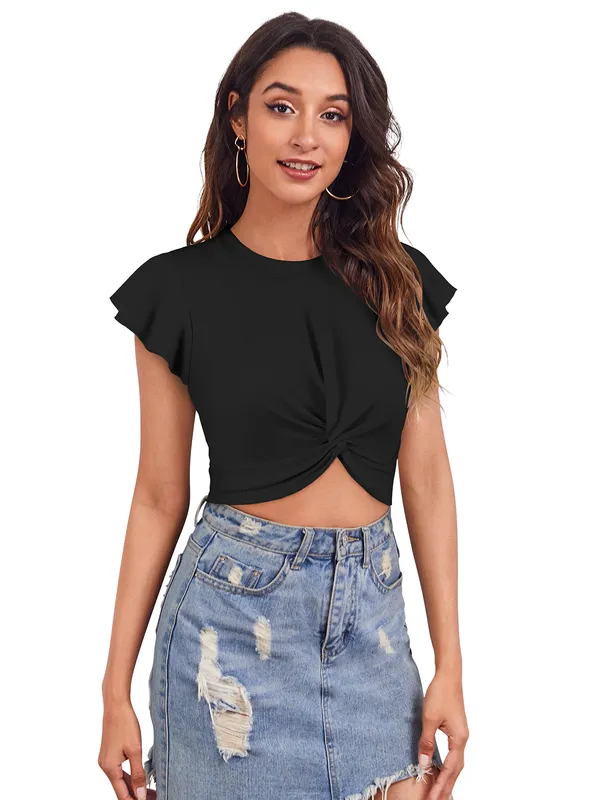 Black_Polyester_Knitting_Tops_for_Women