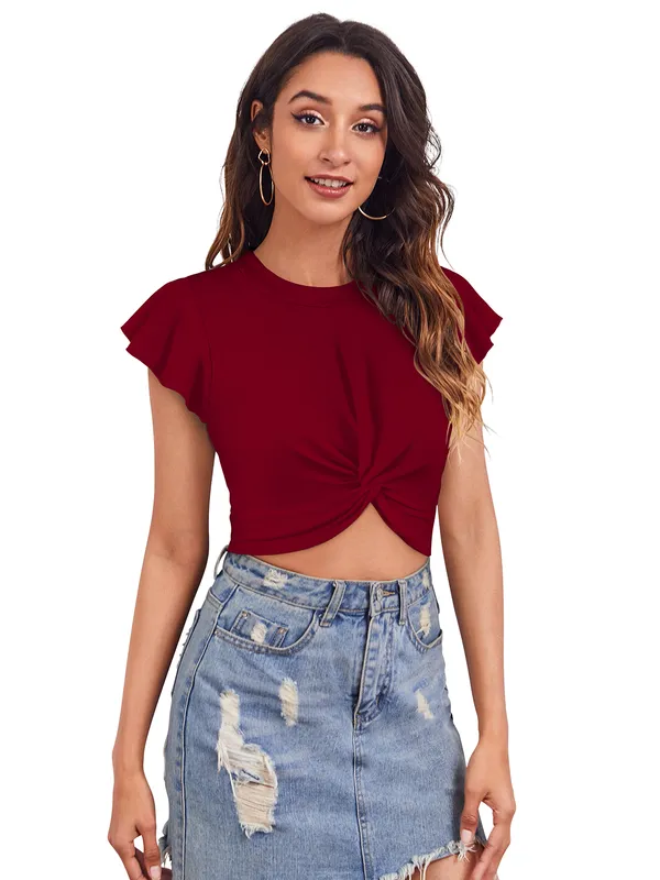 Maroon_Polyester_Knitting_Tops_for_Women