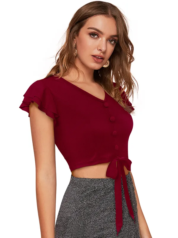 Maroon_Polyester_Knitting_Tops_for_Women