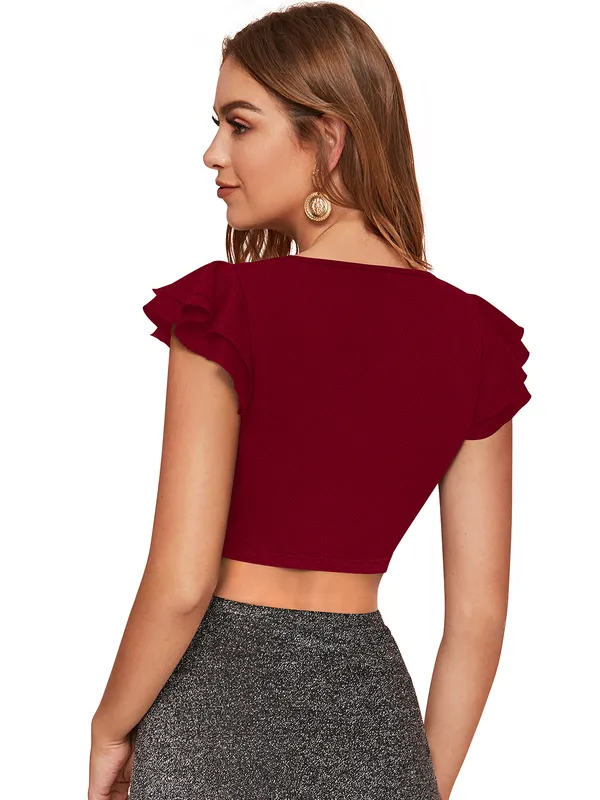 Maroon_Polyester_Knitting_Tops_for_Women