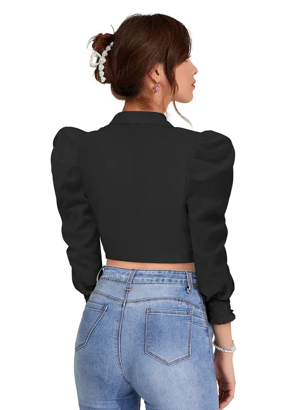 Black_Polyester_Knitting_Tops_for_Women