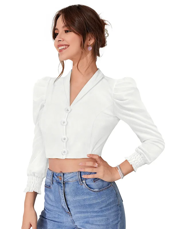 White_Polyester_Knitting_Tops_for_Women