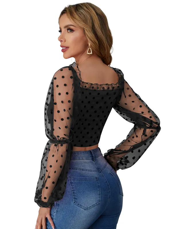 Black_Polyester_Knitting_Tops_for_Women