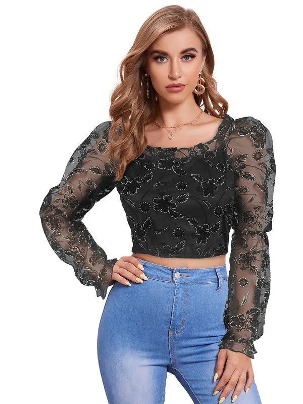 Black_Polyester_Knitting_Tops_for_Women