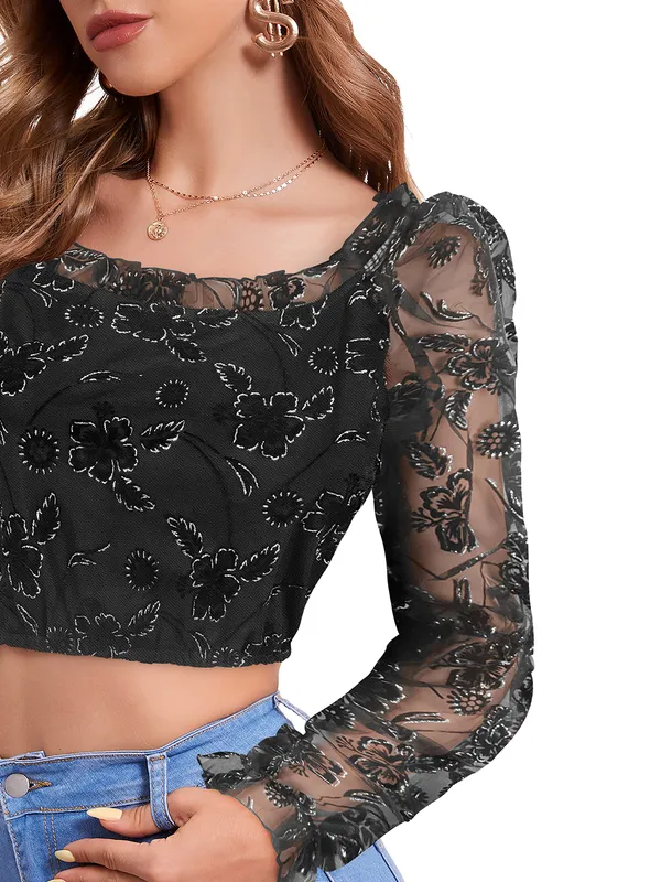 Black_Polyester_Knitting_Tops_for_Women