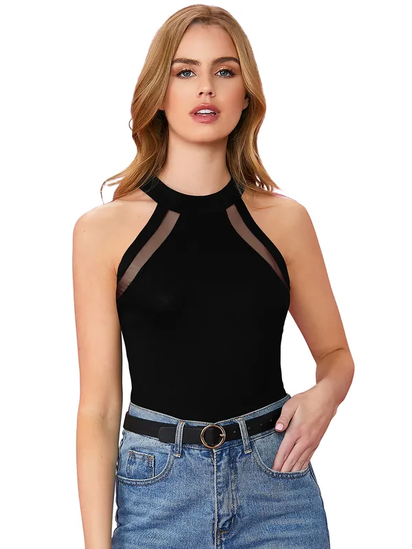 Black_Polyester_Knitting_T-Shirt_for_Women