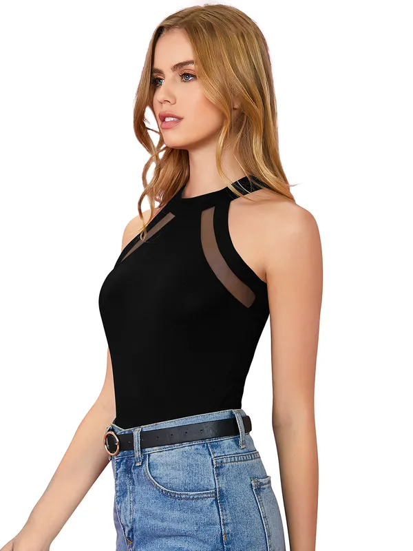 Black_Polyester_Knitting_T-Shirt_for_Women