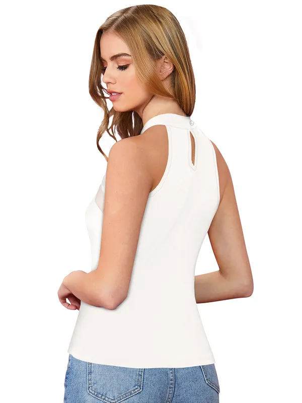 White_Polyester_Knitting_T-Shirt_for_Women