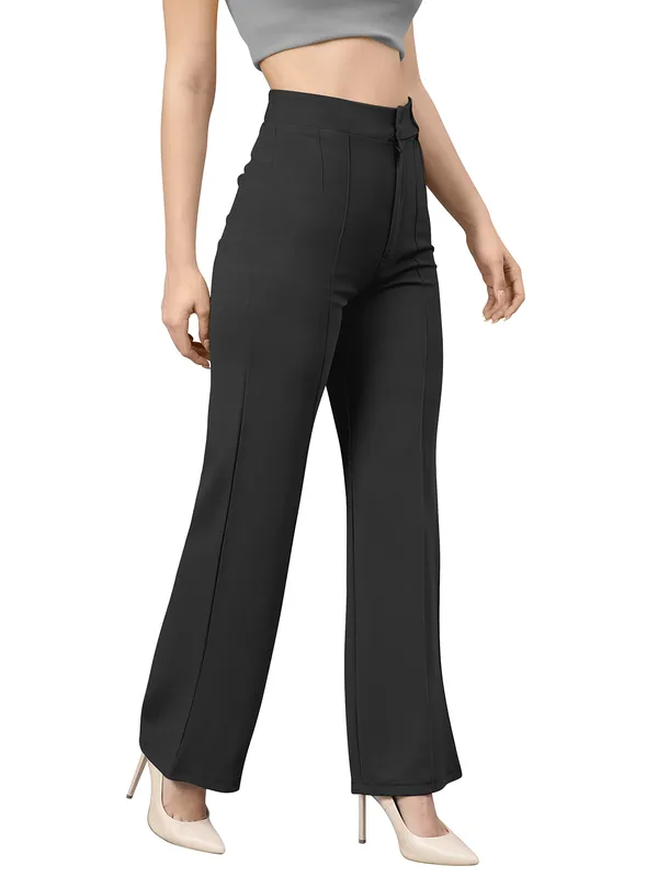 Black_Polyester_Knitting_Pants_for_Women
