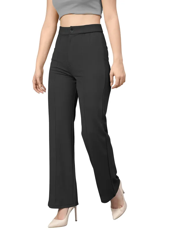 Black_Polyester_Knitting_Pants_for_Women