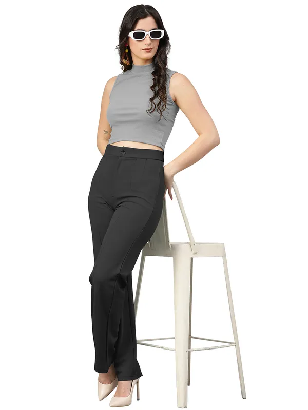 Black_Polyester_Knitting_Pants_for_Women
