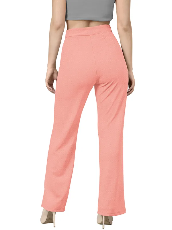 Peach_Polyester_Knitting_Pants_for_Women