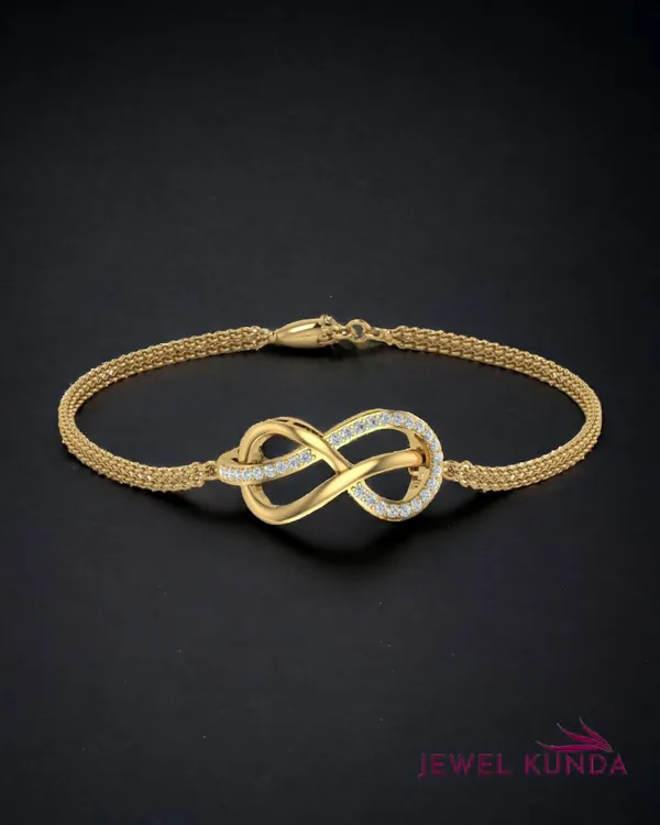 Yellow_Gold_Finish_Infinity_Shaped_Bracelet_For_Women_&_Girls